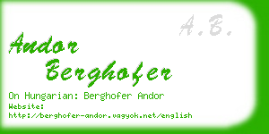 andor berghofer business card